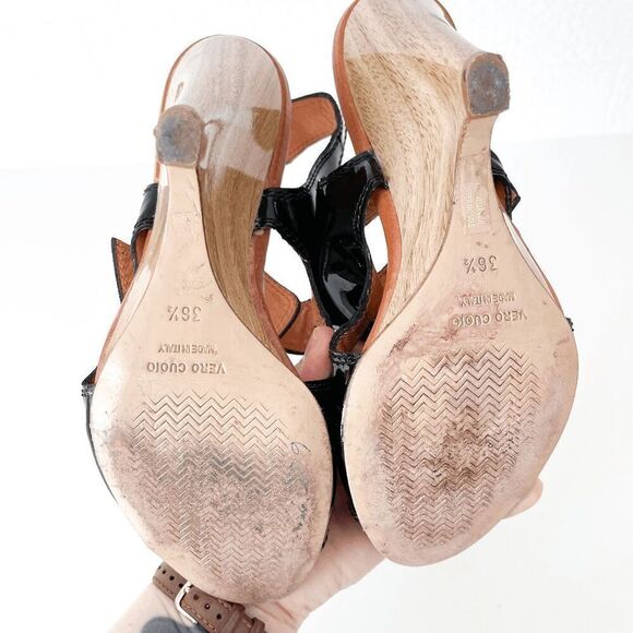 Latitude Femme Womens Patent Leather Wedge Heel Sandals Black Size 36.5 - Picture 8 of 8